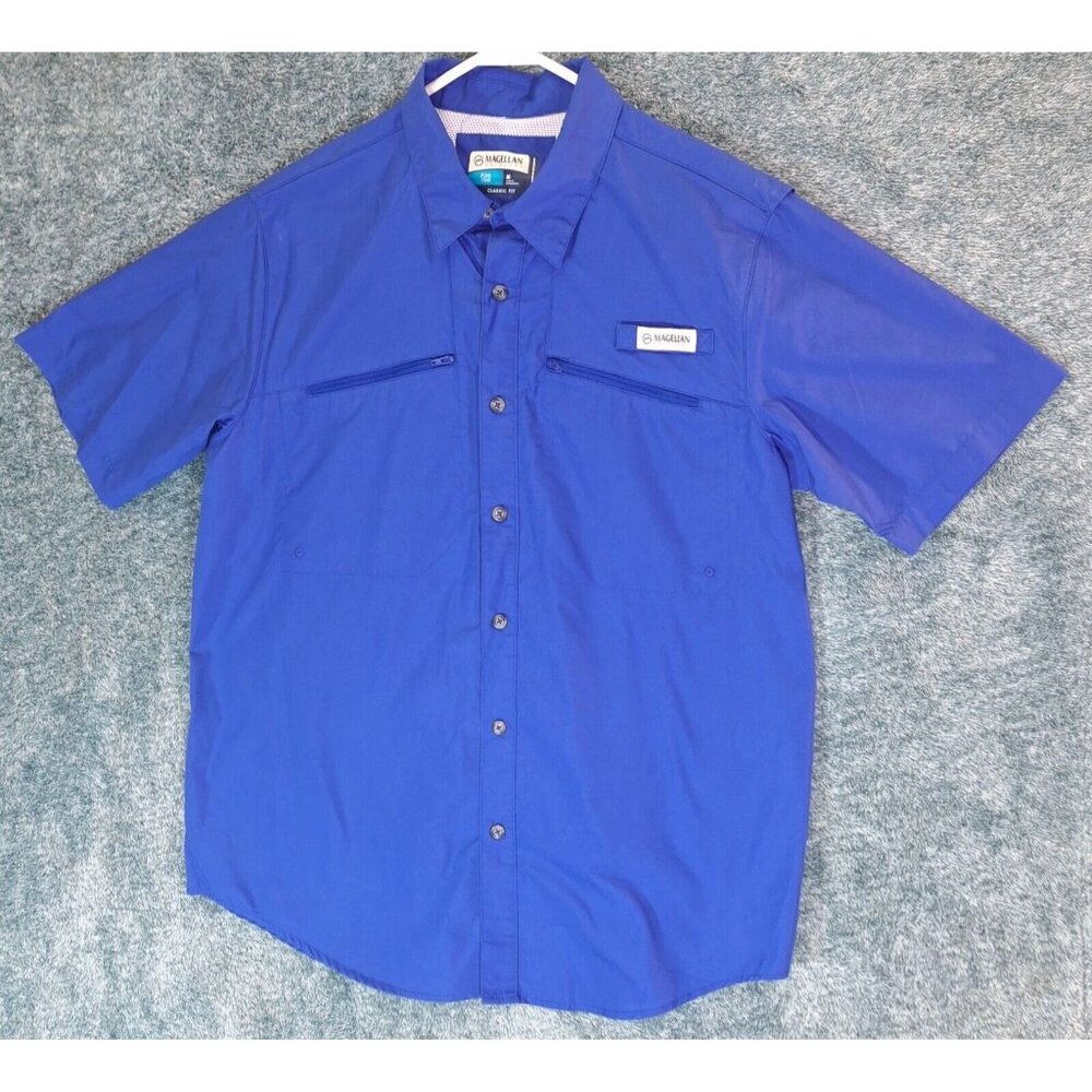 Magellan Fish Gear Fishing Shirt Dark Blue Hiking Vented Outdoor